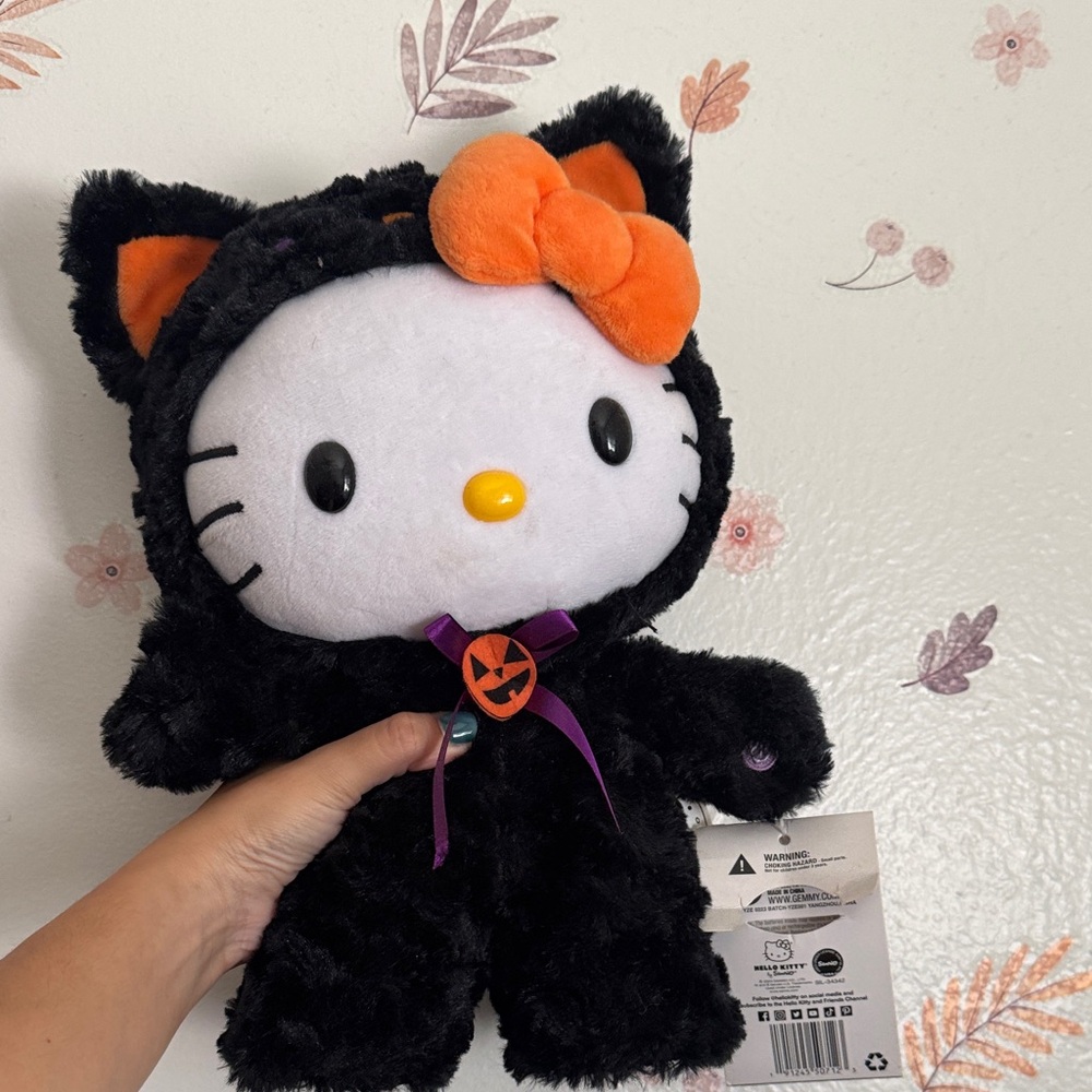 Hello Kitty Black and Orange Halloween Plush